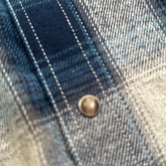 ARIAT plaid button down shirt snap button cotton size large blue gray - Picture 11 of 11